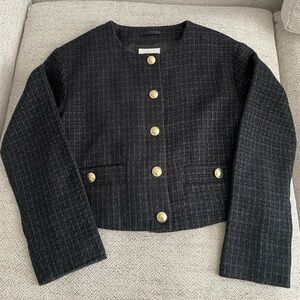 A&F Collarless Tweed Jacket - S